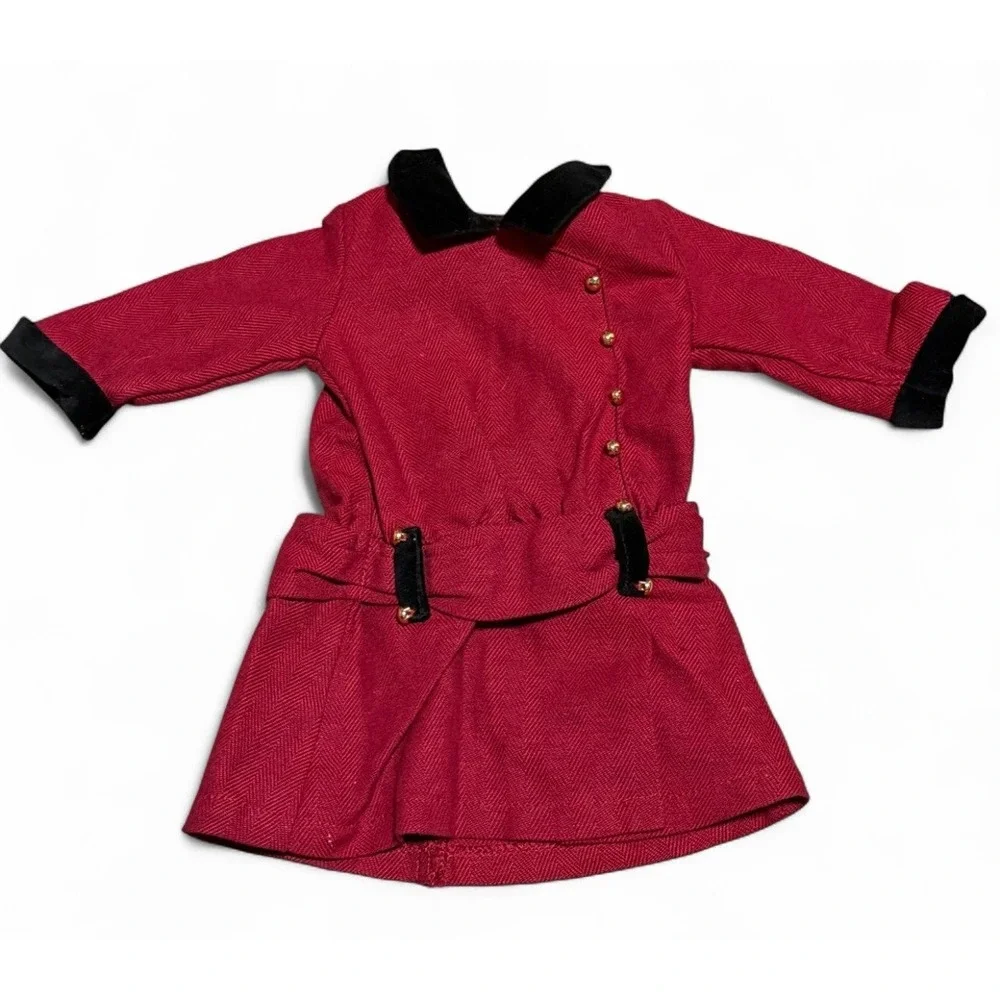 American Girl Rebecca Meet Dress Red Herringbone Black Velvet Doll Clothing